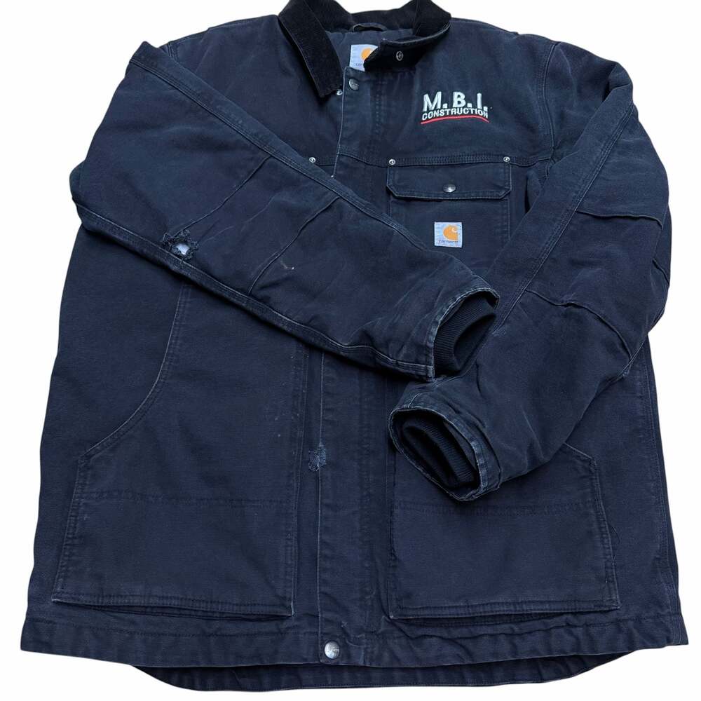 Carhartt C01 BLK Canvas Chore Coat with M.B.I. Construction Embroidery